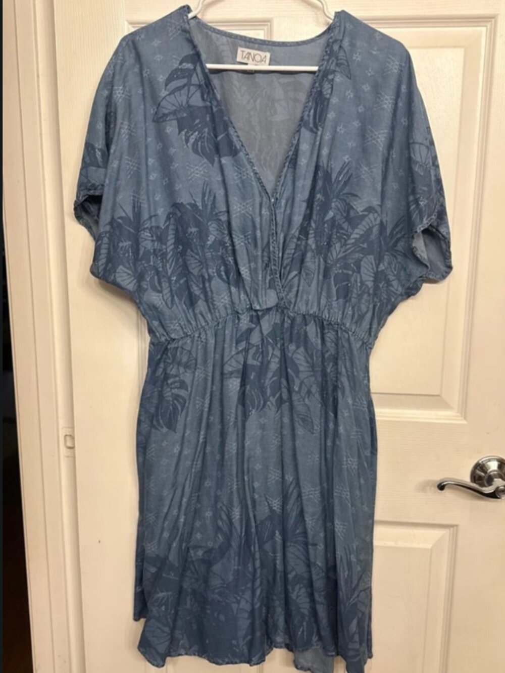 Tanoa the Aiga V-Cut Dress in the Denim/Slate Blue colorway size XL